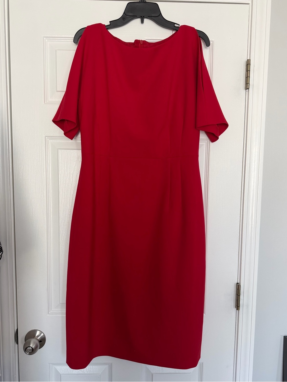 Hugo Boss Vibrant Red Cold shoulder Midi Sheath Dress Size 10